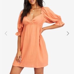 Billabong perfect paradise babydoll dress NWT peach color size medium